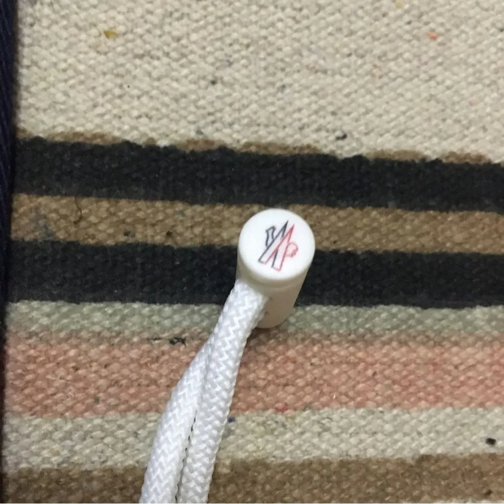 Moncler Medium blue white & red trim drawstring dustbag & shoulder length strap